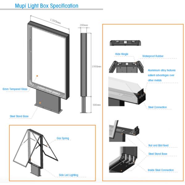 Outdoor LED Mupi Advertising Light Box Sign