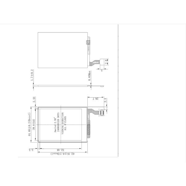 2.6 Inch AMOLED Display Module 240*320 Dots Free View Angle 24pins MCU Interface