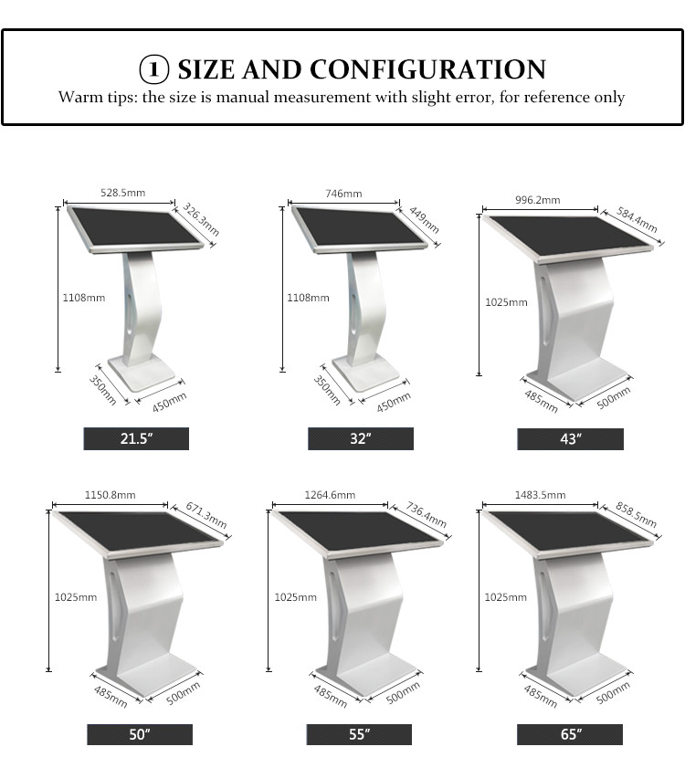 Indoor Multimedia Horizontal Touch Screen Query Machine Kiosk PC Floor Standing