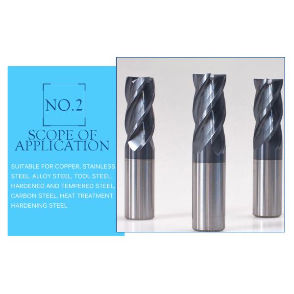 HRC60 Solid Tungsten Carbide End Mill 4 Flutes Flat End Mill 8x60mm For Steel