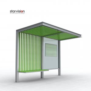 China Slim Flat Roofing L4200mm Advertising Bus Shelter With Bench For Infrastructure wholesale