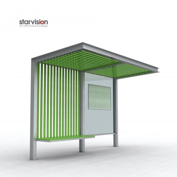 Quality Slim Flat Roofing L4200mm Advertising Bus Shelter With Bench For Infrastructure for sale