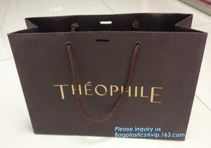 Customized Cut Printed Coated Paper Shopping Bag with Matt Lamination,rope handle custom logo printed white paper bag