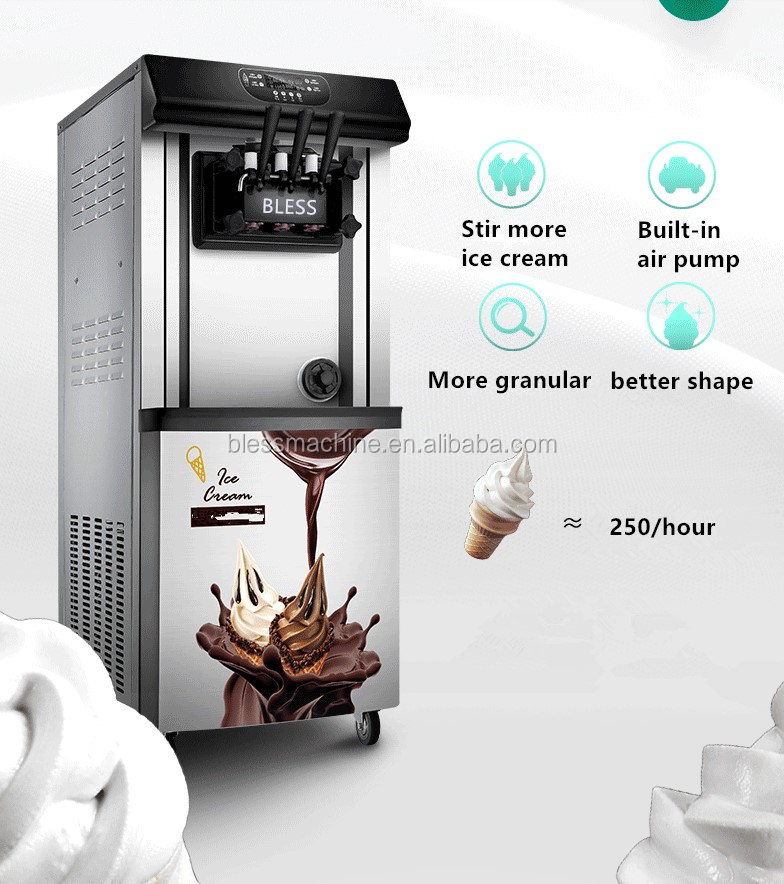 2022 Soft Serve 3 Flavor Vending Ice Cream Machine with Super Performance and Automatic