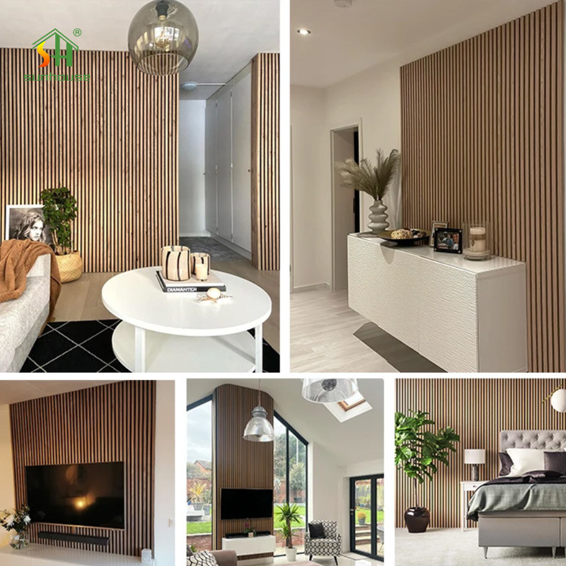 Sunhouse Hot Selling Wood Panels Wall Decorative Interior Acoustic Slat Wall Panel Sound Proof Acoustic Panels