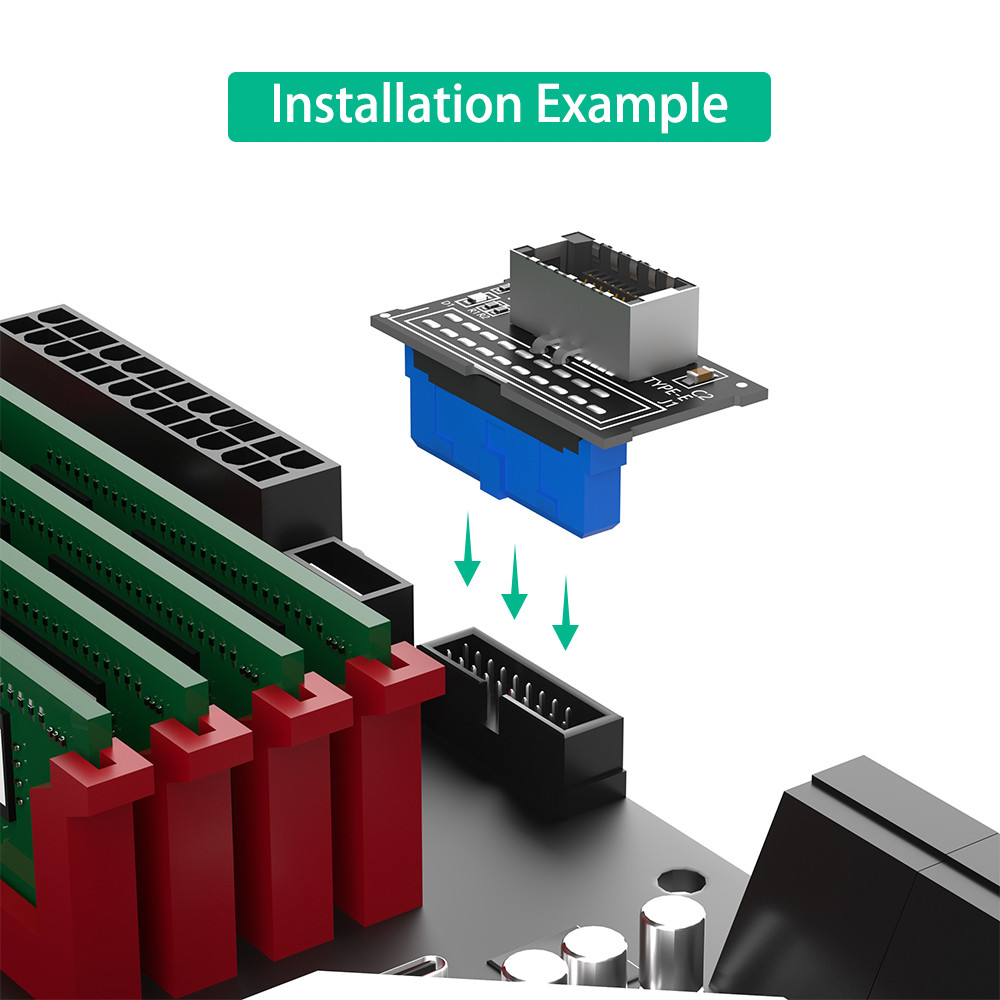 Vertical USB 3.1 Front Panel Socket Key-A Type-E to USB 3.0 for Speed Data Transfer