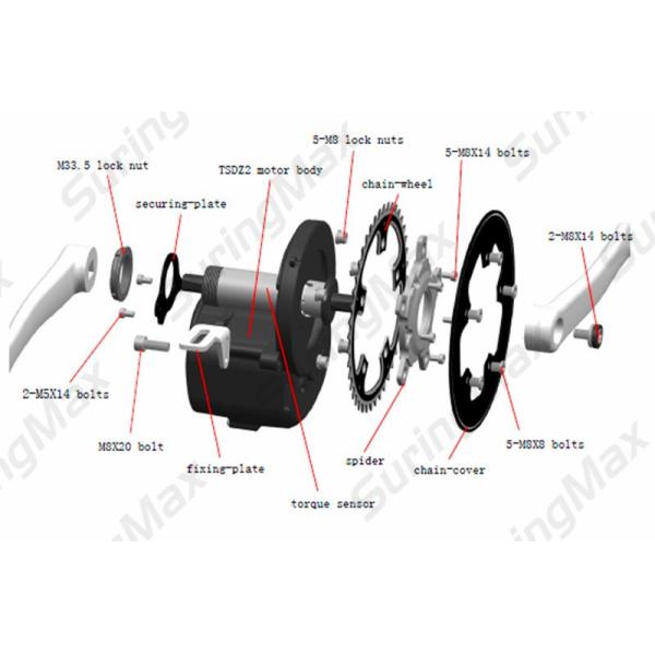OEM Mid Drive Electric Motor , 48V 350W Mid Drive Motor Kit With Torque Sensor