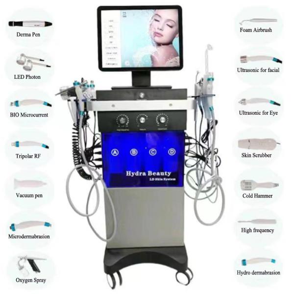 300W Professional Hydrafacial Machine 14 In 1 Hydra Dermabrasion Facial Machine 1Mhz