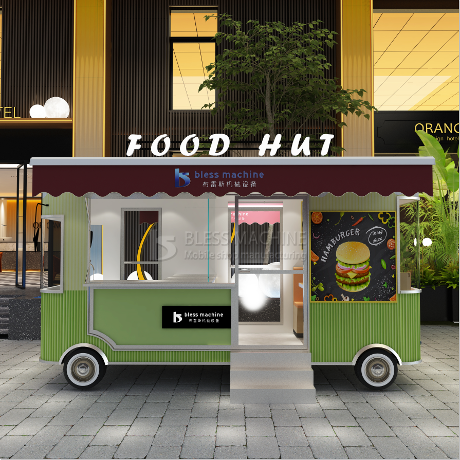 Stainless Steel Fast Food Snack Beverage Beer Drink Ice Cream Coffee Milk Tea Trailer Bar Cart