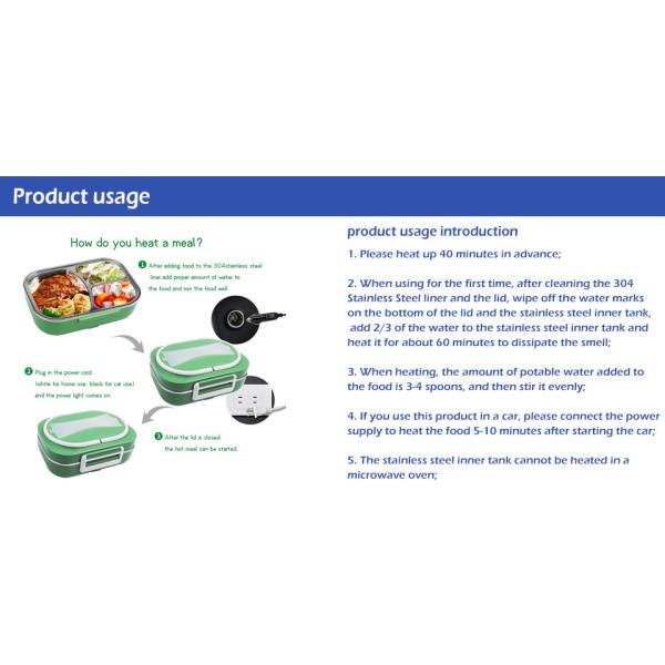 PP Electric Lunch Boxes 60W Stainless Steel Heated Lunch Box Multi Function OEM