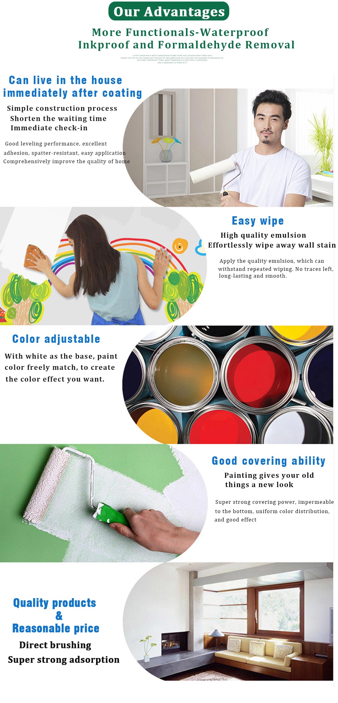 Interior Wall Paint Brush Application Method Acrylic Main Raw Material Emulsion Paint