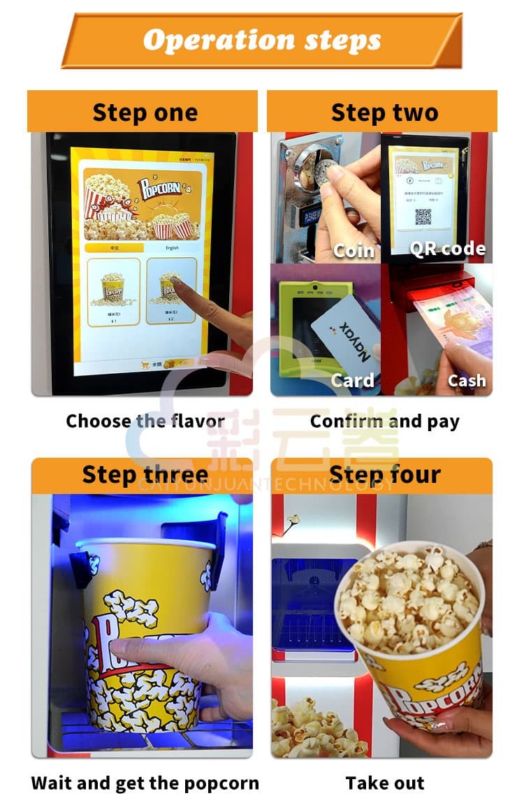 6800W Stainless Steel Automated Popcorn Machine Vending For Snack Service