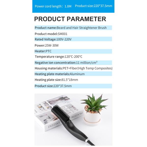 Fixed Cord 11 Million/Cm3 Beard Flat Iron Brush