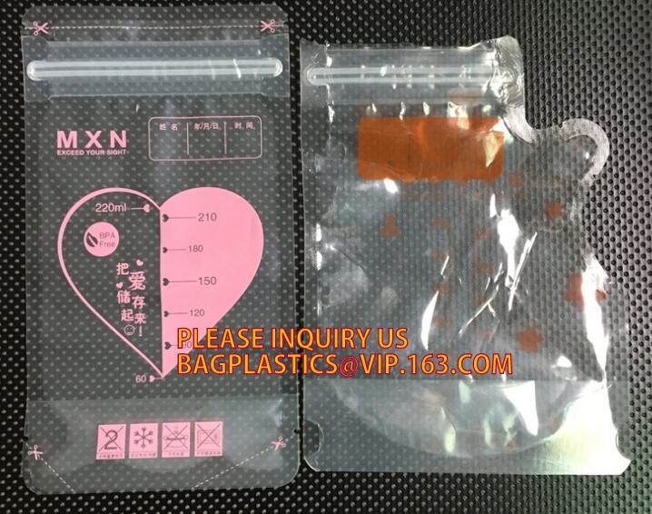 biodegradable eco-friendly FDA clear juice sealed drink pouches translucent reclosable hand held zipper plastic drinking