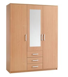 Particle Board 3 Shutter Sliding Wardrobe Built In Closet For Small Bedroom