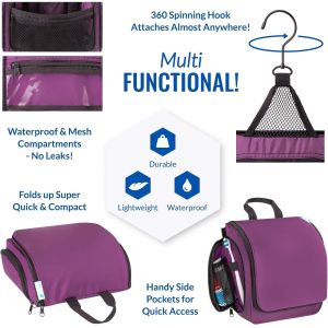 Hanging Toiletry Travel Bag with Expandable Compartments Detachable TSA Friendly