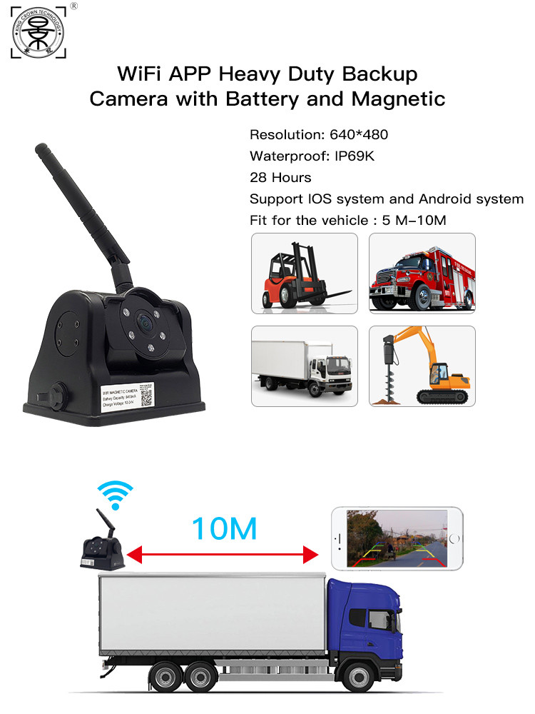 IP67 4CH Wireless Backup Camera System For Trucks RV Trailer ISO And Android