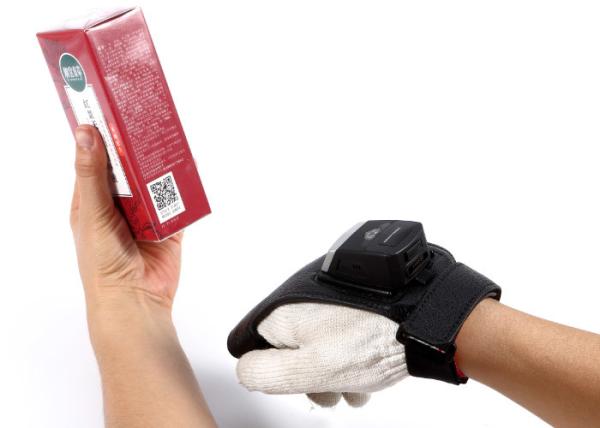 Quality Mini Finger Trigger Glove Barcode Scanner With Bluetooth Charging Cradle for sale