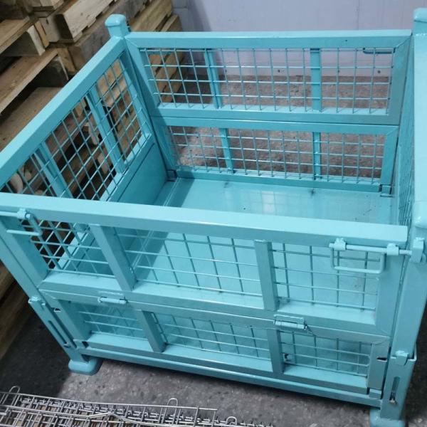 Industrial Warehouse Grid Metal Pallet Box With Foldable And Multiple Colors