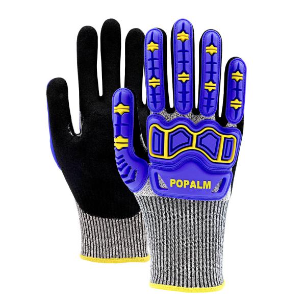 Quality 13 Gauge Cut Resistant Impact Gloves , TPR Protection Gloves Reinforced Thumb for sale