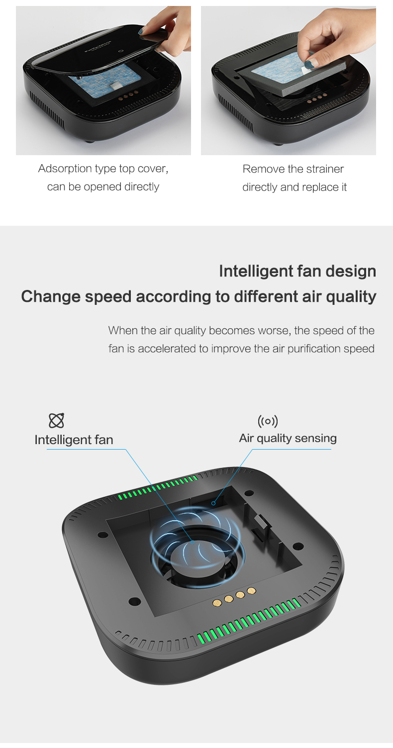 PM2.5 Display Mini Portable Intelligent Air Purifier Smart Touch Car HEPA Filter Air Purifier With Air Quality Sensor