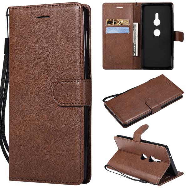Quality Sony XZ2 Pure Color Leather Wallet Protective Case with Card Slots for sale