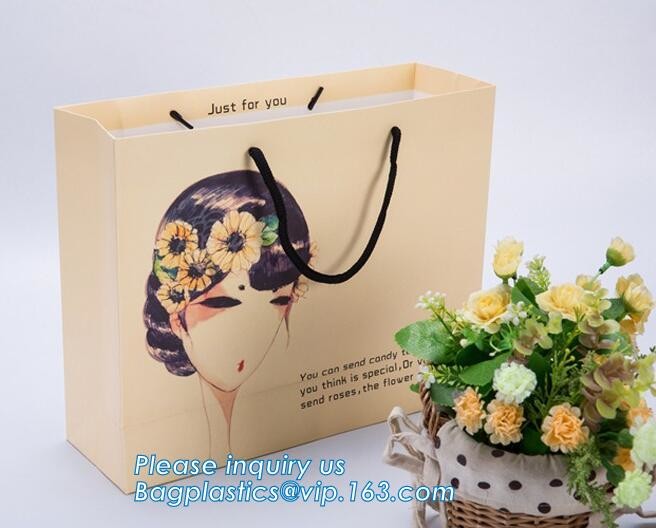 Customized Cut Printed Coated Paper Shopping Bag with Matt Lamination,rope handle custom logo printed white paper bag