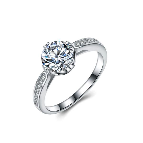 China Sterling Silver Brilliant Cubic Zircon Wedding Engagement Ring (RE585) wholesale