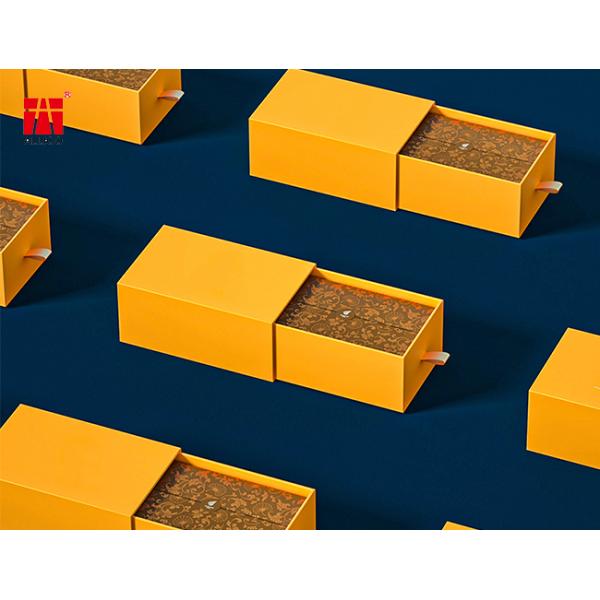Blue Yellow Rigid Cardboard Sliding Drawer Gift Boxes Customized Printing