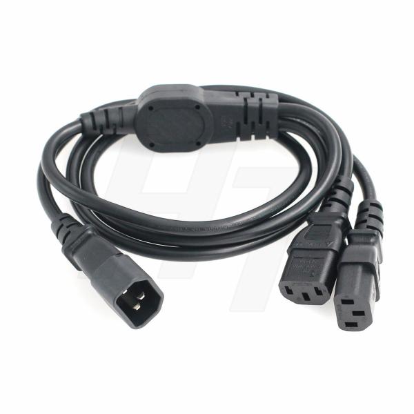 Quality UPS PDU Computer PC Power Cord Cable , Power Cord Splitter IEC320 C14 to 2 x C13 10A 250V for sale