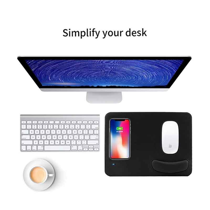 Customised Logo 10W Wireless Charging Mouse Pad With Wrist Rest