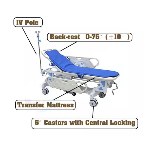 Patient transportation stretcher trolley with height adjustable good price medical equipment