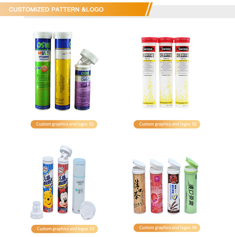 Effervescent Tablet Bottles with Cap Dry Offset Printing and Easy Cleaning
