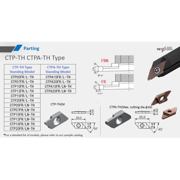 CTP10FRN-TH CNC Carbide Insert For Cut-Off PVD Coated Parting Off Indexable Inserts Right Cutting HV4200 Hardness CTP