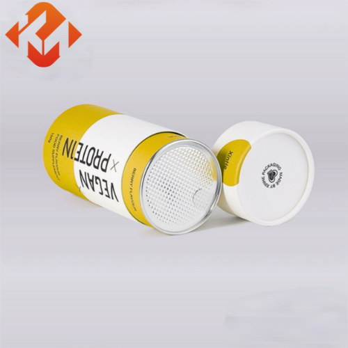 Customizable sealed food packaging with round cardboard tubes, paper cans, easy-open lids, and custom aluminum foil linings
