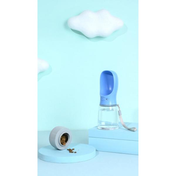 Disassembled Portable Pet Dog Water Bottle 380ml 2 In 1 Pet Water Bowl Dispenser