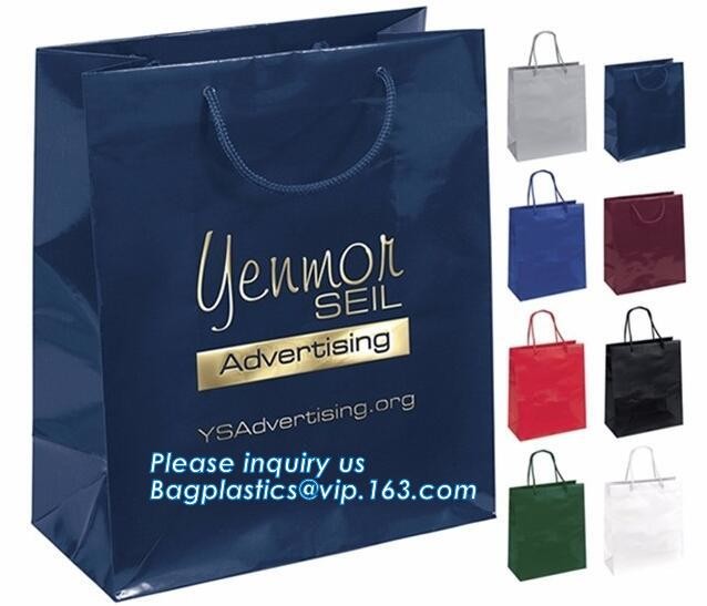 Customized Cut Printed Coated Paper Shopping Bag with Matt Lamination,rope handle custom logo printed white paper bag