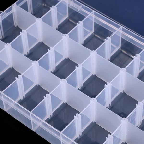 Adjustable 15 Compartment Plastic Clear Storage Box For Jewelry Earring Tool Container, odorlessness plastic storage box