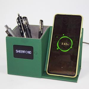 China OEM Green Wireless Charging Pen Holder With Mobile Phone Holder wholesale