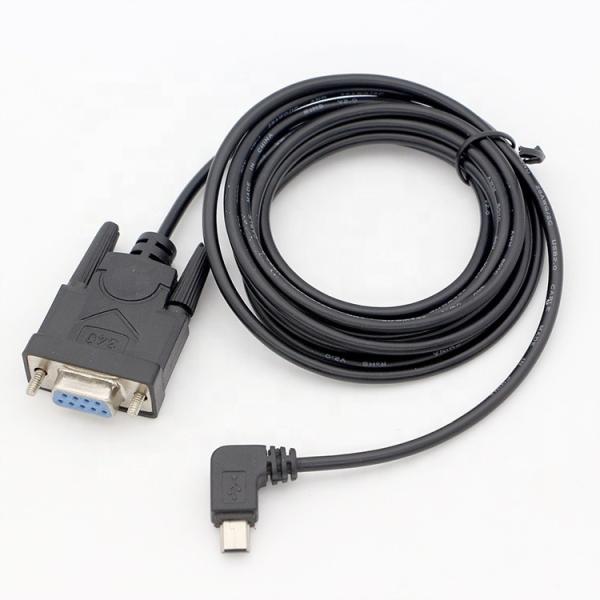 Quality CUSTOM 90 Degree Right Angle Mini B USB to Female DB9 RS232 Serial Cable for sale
