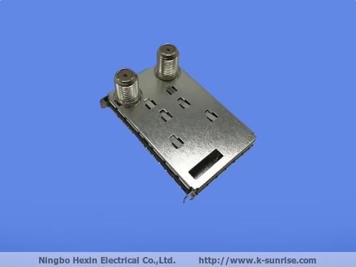 Quality two f connector with shielding for catv set top box for sale