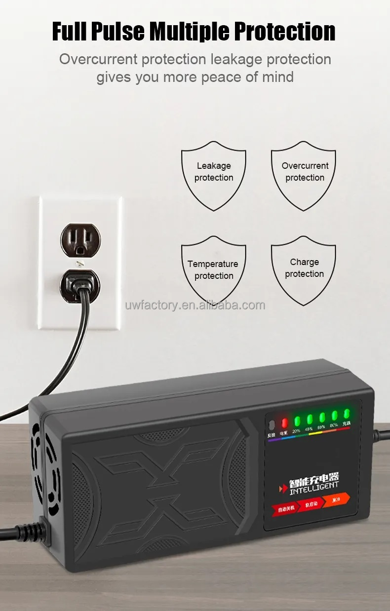 Smart Charger 110V 120V 220V 230V 240V 96V 20AH Lead Acid Charger 48V 72V 32AH Automatic Identification 100-240V/0.9A