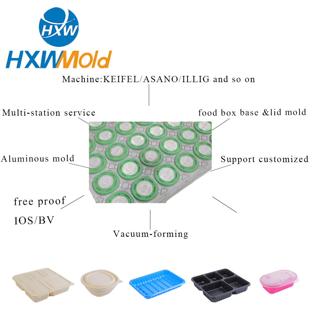 Fully Automatic Three Station Thermoforming Plastic Moulds Cup Lid Bowl Containers