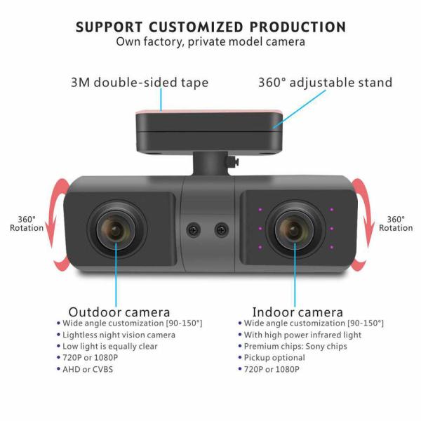 AHD Dual Lens Vehicle car camera recorder Taxi Suv Security Camera System