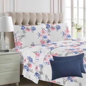100% Polyester Print Microfiber Fabric Bedding Sheet Set for Queen and King Size 6PCS