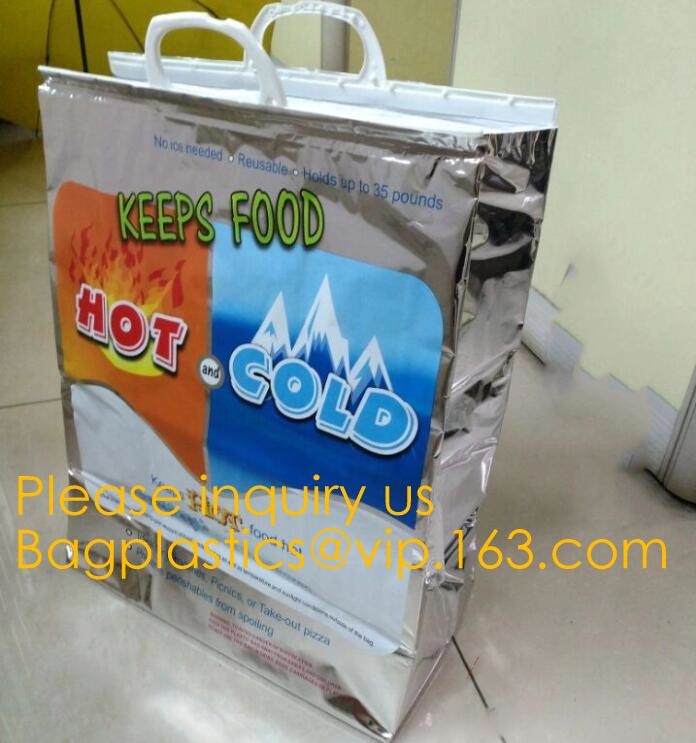 Custom Packing Aluminum Foil Zip-Lock Grocery Handle Thermal Insulation Cooler Bag For Outdoors,Promotional Insulated La
