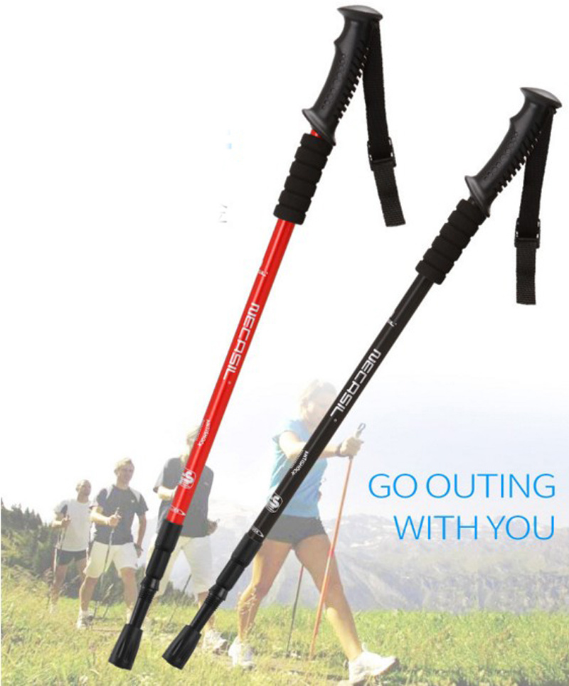 Outdoor Camping Adjustable Folding Trekking Pole Aluminum Walking Stick