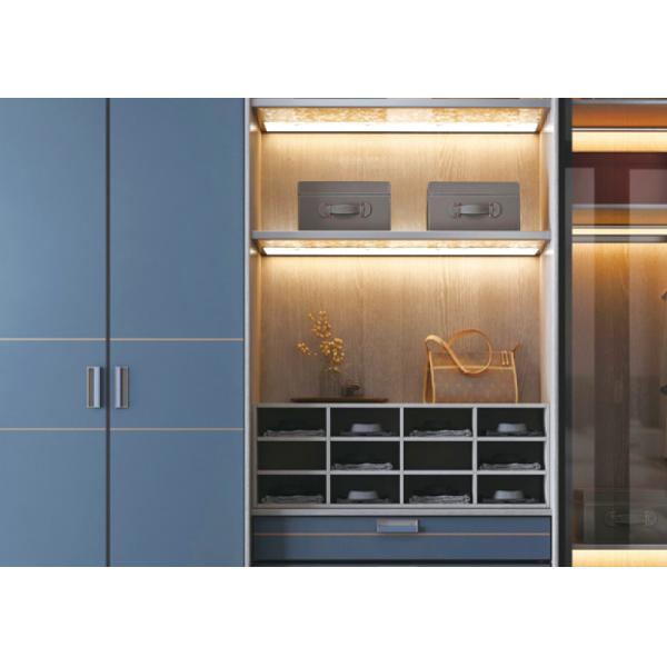 Blue Grey Bedroom Wardrobe Door Laminate Design Particleboard ENF Compliance