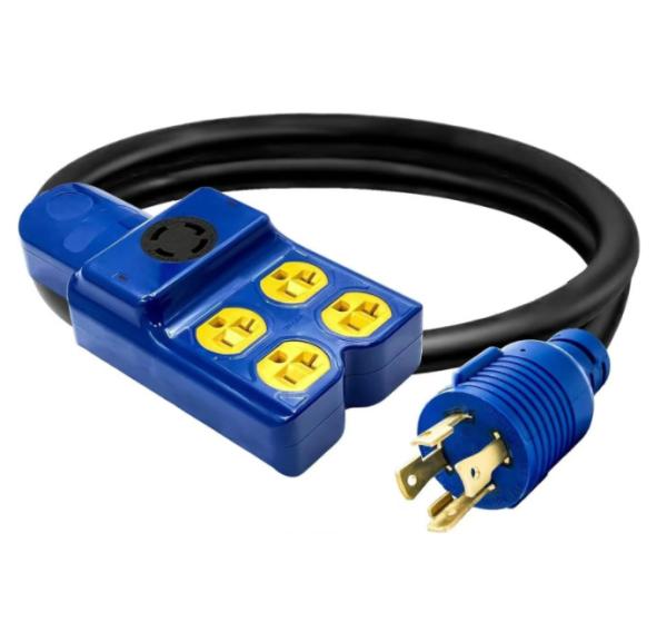Quality 5 in 1 Generator Adapter Extension Cord NEMA L14-30P to Four 5-20R / 5-15R & L14-30R 30A 250V RV Power Adapter for sale