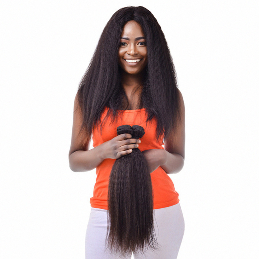 China Brazilian Virgin Hair Kinky Straight Human Hair Weave Bundles Deals Coarse Yaki Hair Weaving wholesale